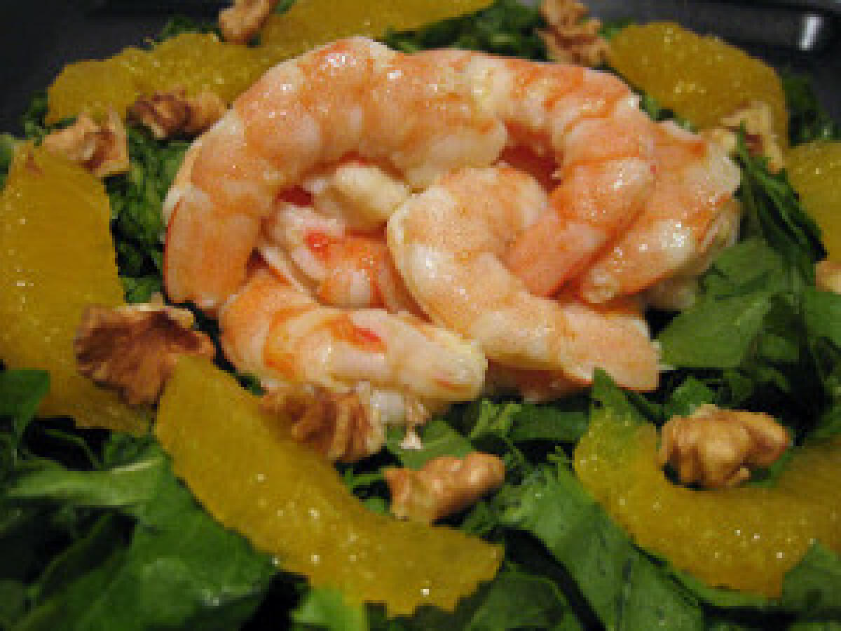 Insalata di gamberi rossi, arancia e bottarga con vino Zefiro - 