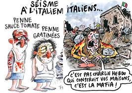 Bufera su Charlie Hebdo per la vignetta sul sisma. La replica del giornale: 'Prendetevela con la mafia'