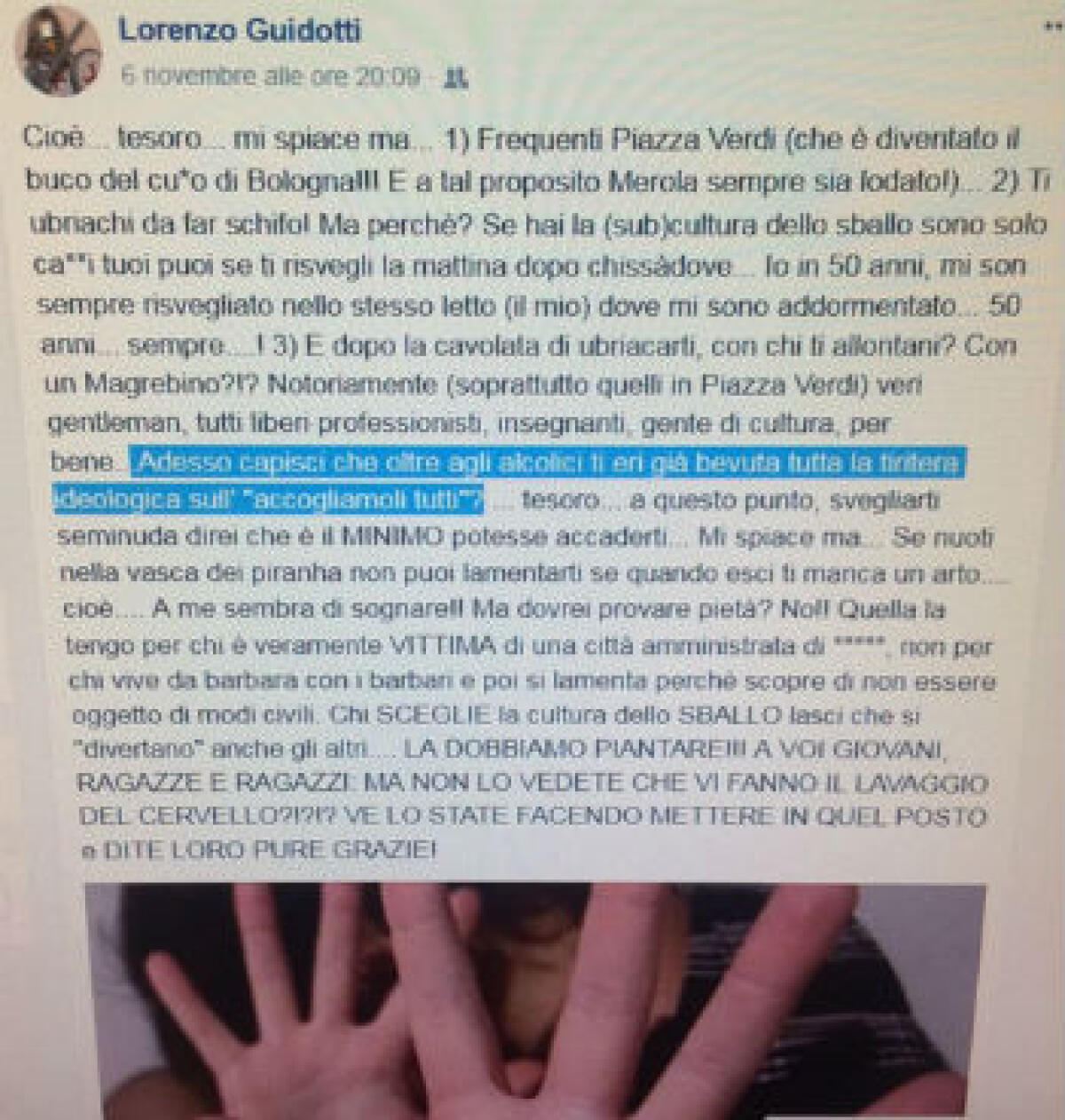 Te la sei cercata: “Ti sballi e dovrei provare pietà?” - 