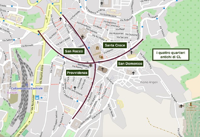 Mappa degli antichi quartieri di Caltanissetta