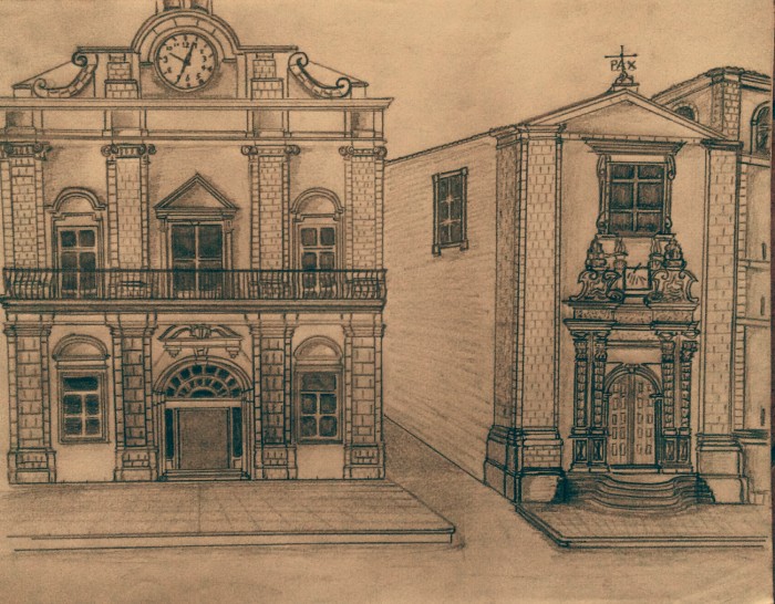 Disegni a matita su Piazza Armerina dell'operatore turistico Angelo Ciurca