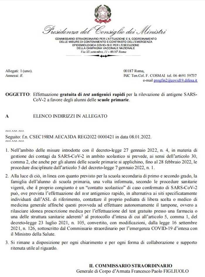 Solo a Enna si pagano i tamponi rapidi antigenici per le scuole primarie
