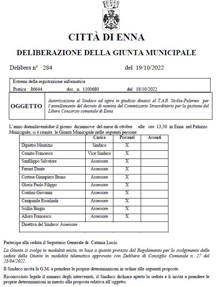 Enna. Il Sindaco Dipietro sfida anche la Regione