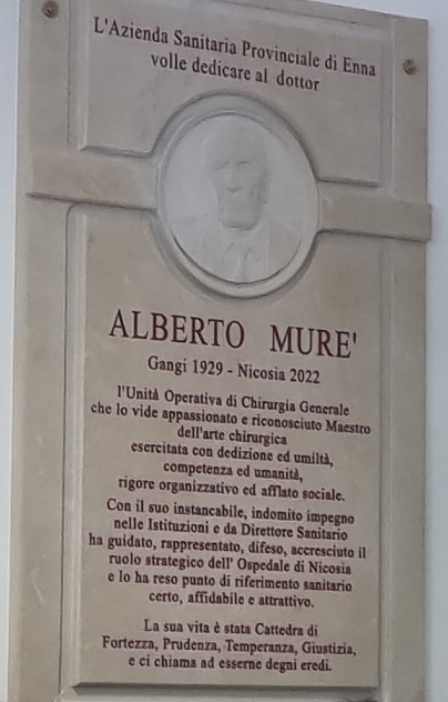 INTITOLATA AL DOTTOR ALBERTO MURE’ L’UNITA’ OPERATIVA DI CHIRURGIA GENERALE DELL’OSPEDALE DI NICOSIA