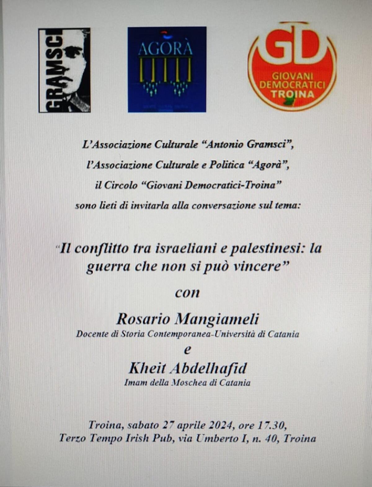 A Troina conversazione sul tema “Il conflitto tra israeliani e palestinesi: la guerra che non si può vincere” - 