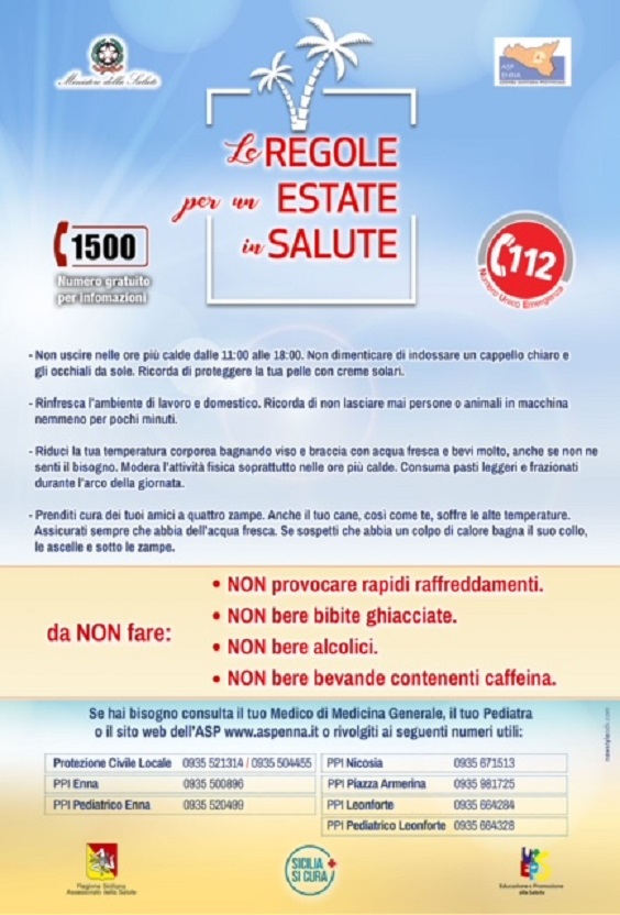 ASP Enna: piano per le ondate di calore