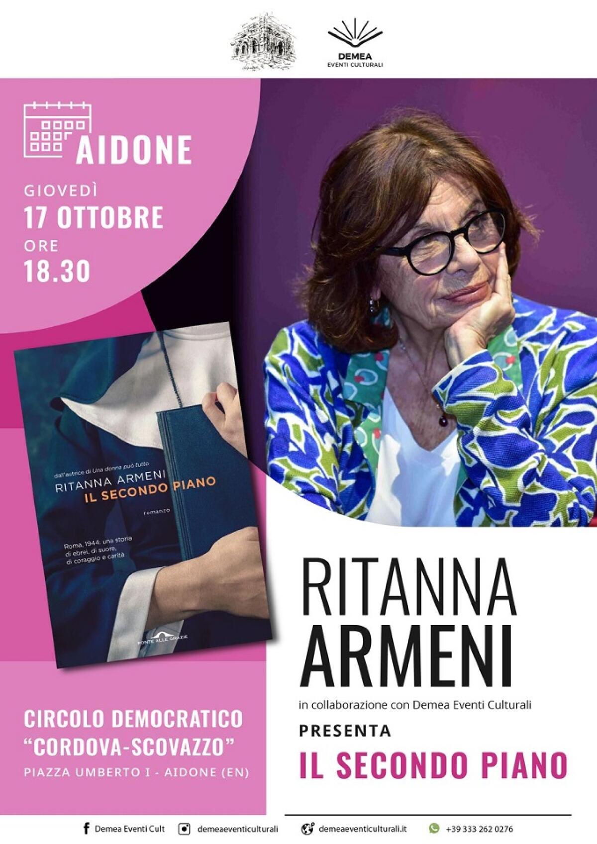 Aidone. Si presenta il libro “Il secondo piano” della giornalista-scrittrice Ritanna Armeni - 