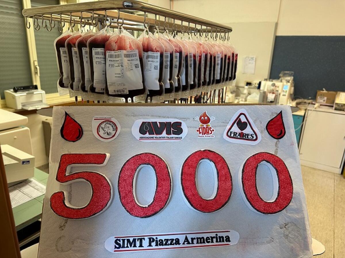 ASP Enna. Superate le 5000 unità di sangue raccolte nel 2024 dal Centro Trasfusionale di Piazza Armerina - 