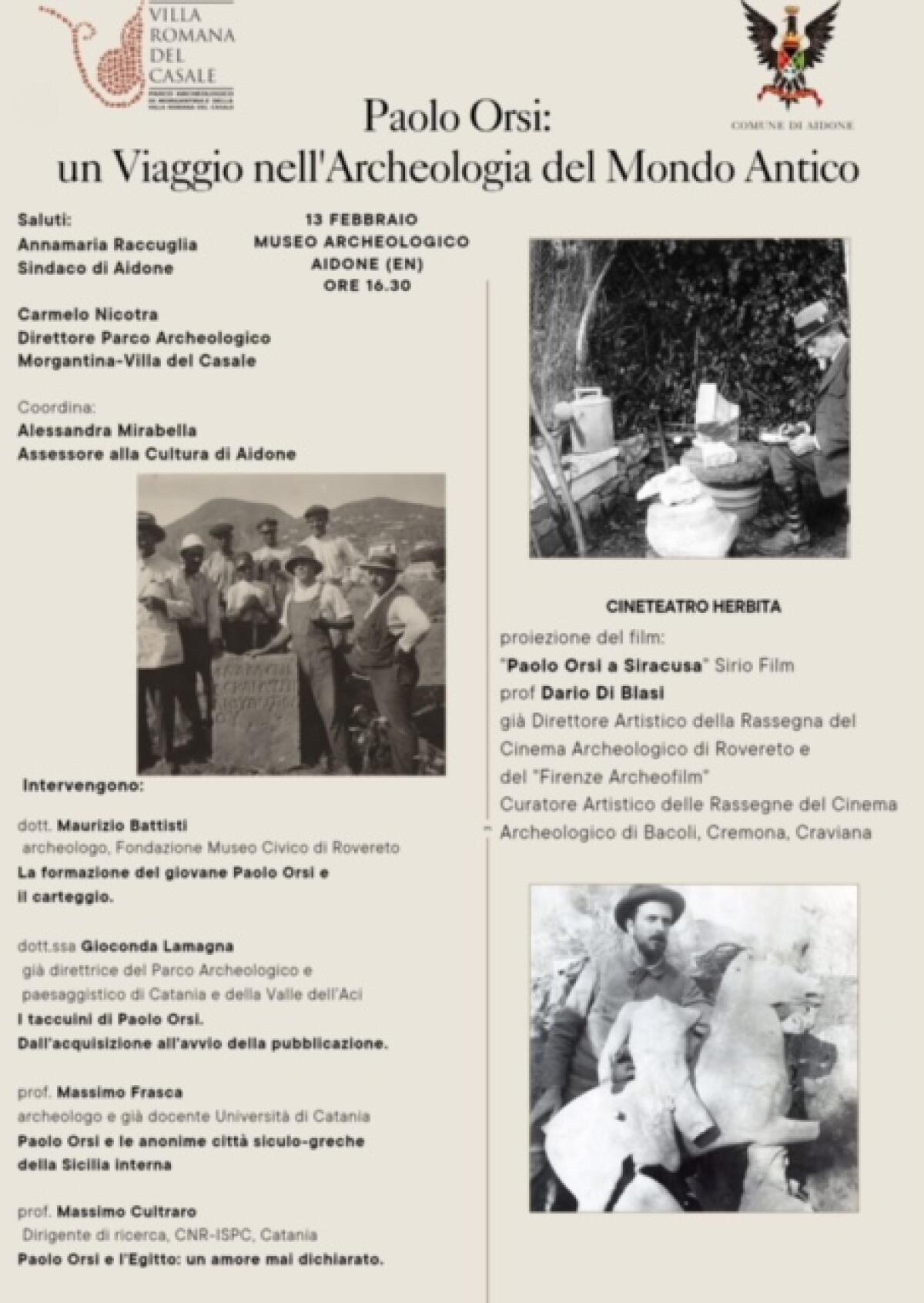Aidone: evento culturale sulla figura dell'archeologo Paolo Orsi - 