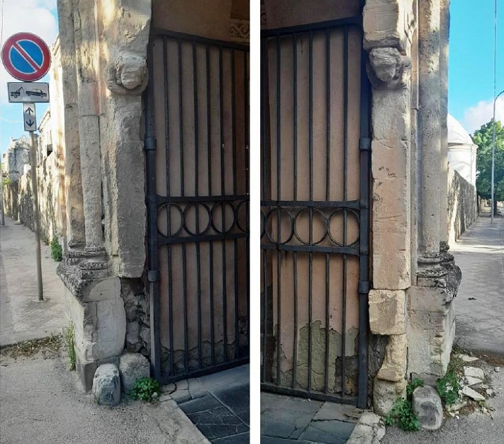 Degrado del portale del cimitero di Leonforte
