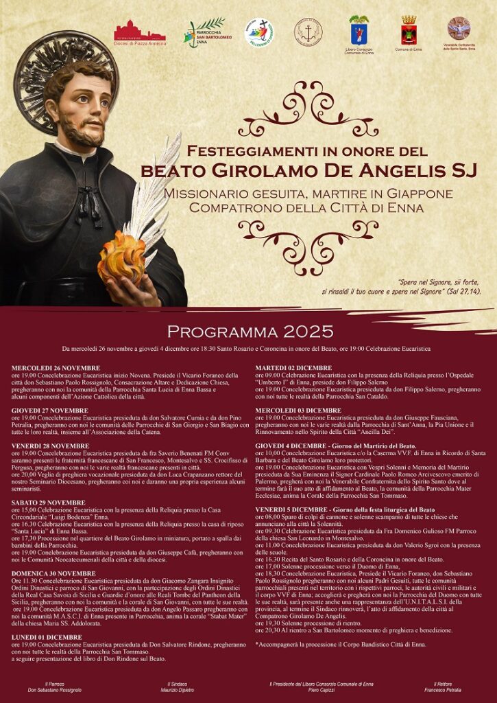 Enna. Beato Girolamo De Angelis Parrocchia S.Bartolomeo festeggiamenti  - video