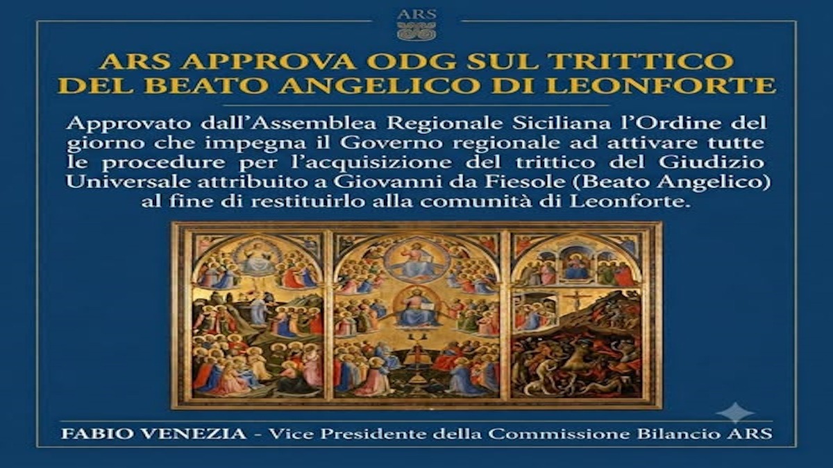 Trittico del Giudizio Universale attribuito a Giovanni da Fiesole: OdG all'ARS al fine di restituirlo alla comunità di Leonforte - 