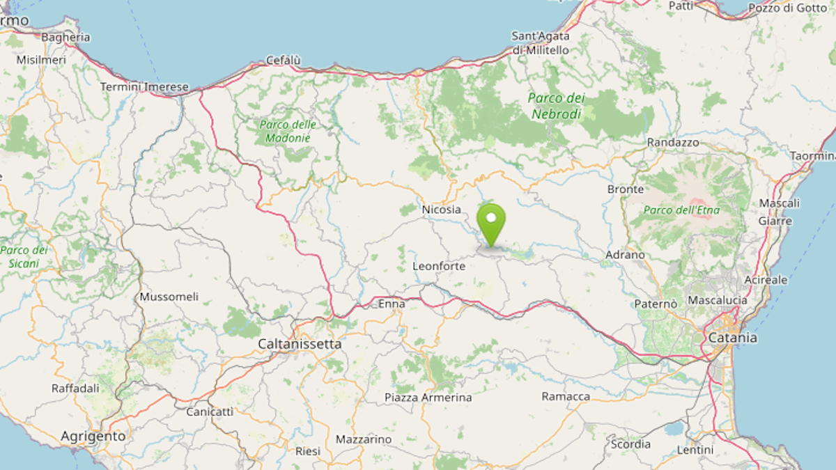 Terremoto ML 1.3 il 3-9-2026 ore 04:04:34 in zona: 2 km NW Agira - 