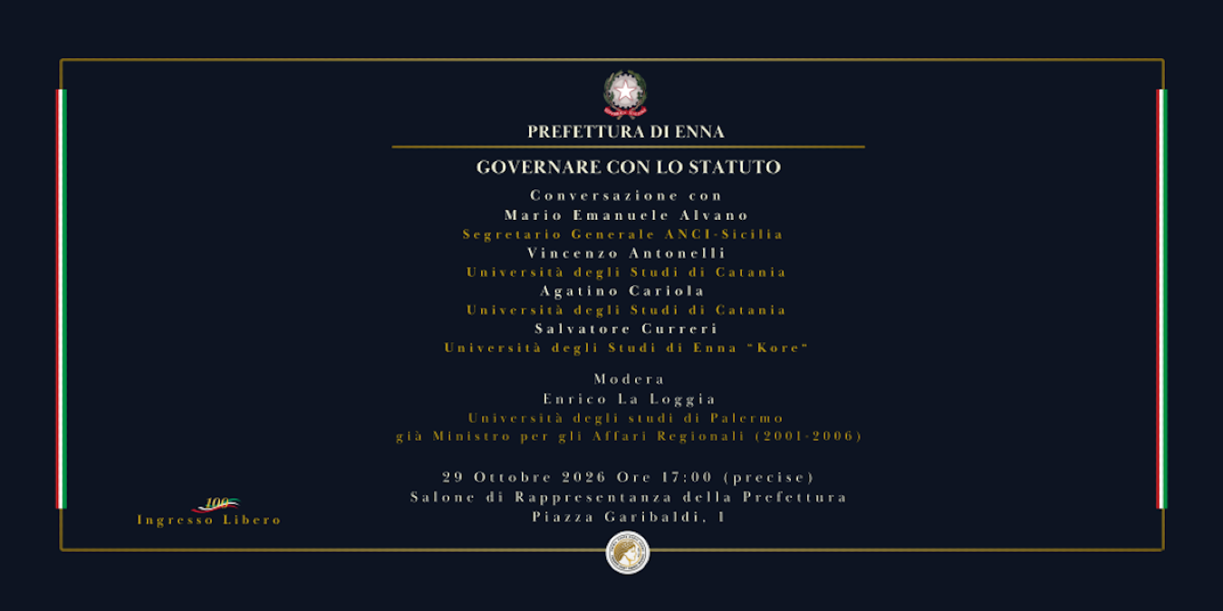 Prefettura Enna, incontro su “Governare con lo Statuto” - 